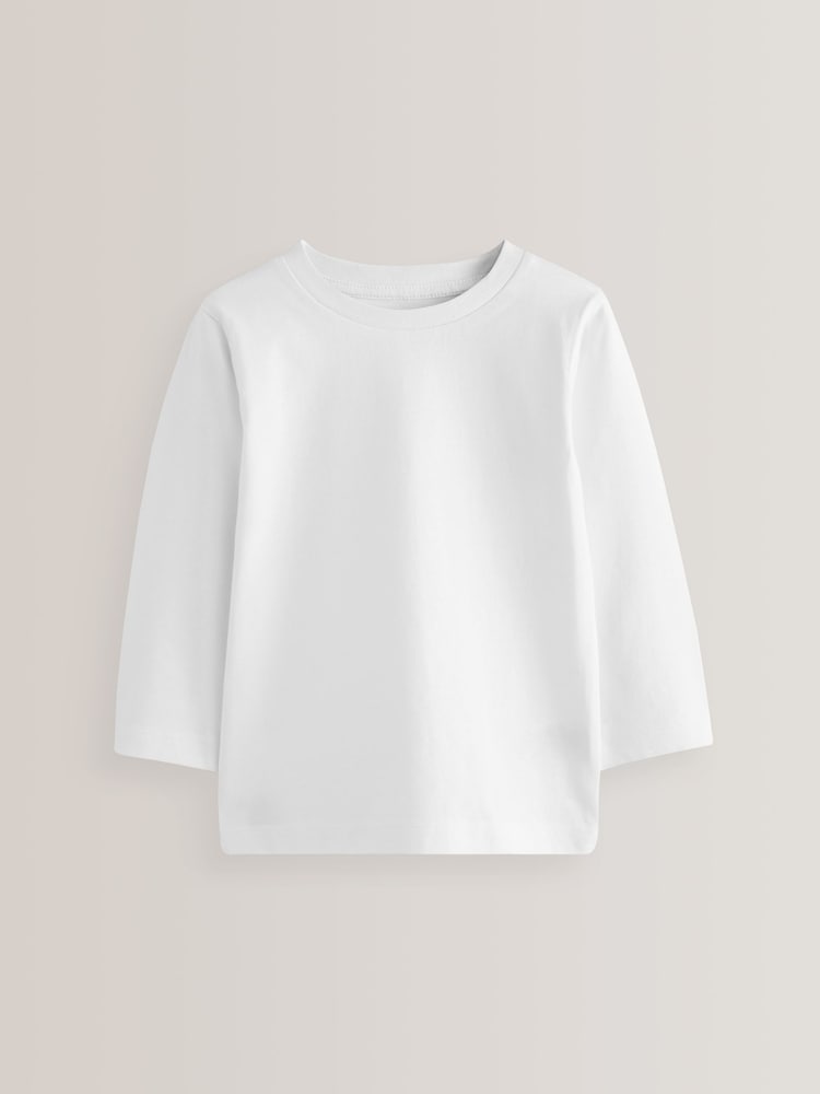 White 5 Pack Long Sleeve T-Shirts 2 Pack (3mths-7yrs) - Image 2 of 3