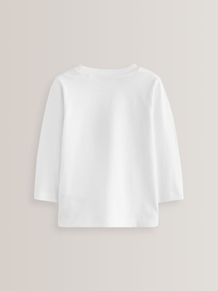 White 5 Pack Long Sleeve T-Shirts 2 Pack (3mths-7yrs) - Image 3 of 3