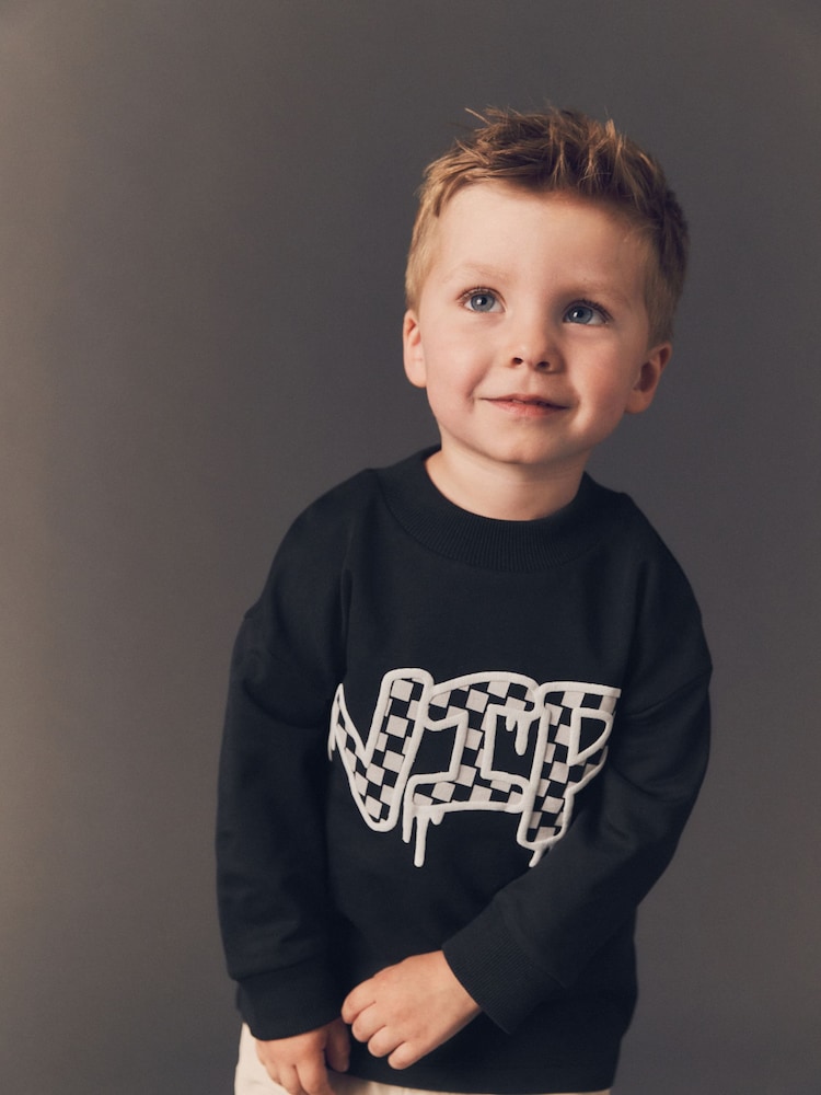 Black Print Long Sleeve Graffiti T-Shirt (3mths-7yrs) - Image 1 of 6 Black Print Long Sleeve Graffiti T-Shirt (3mths-7yrs) - Image 1 of 6