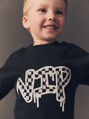 Black Print Long Sleeve Graffiti T-Shirt (3mths-7yrs) - Image 3 of 6