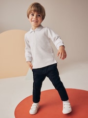 Grey/Black Quarter Zip 100% Cotton Polo and Joggers Set (3mths-7yrs) - Image 1 of 9