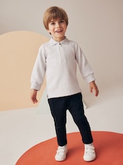 Grey/Black Quarter Zip 100% Cotton Polo and Joggers Set (3mths-7yrs) - Image 2 of 9