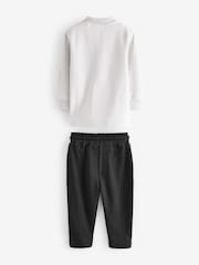 Grey/Black Quarter Zip 100% Cotton Polo and Joggers Set (3mths-7yrs) - Image 7 of 9