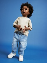 Light Blue Denim 100% Cotton Pleat Front Jeans (3mths-7yrs) - Image 2 of 8