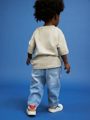 Light Blue Denim 100% Cotton Pleat Front Jeans (3mths-7yrs) - Image 3 of 8