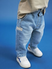 Light Blue Denim 100% Cotton Pleat Front Jeans (3mths-7yrs) - Image 4 of 8
