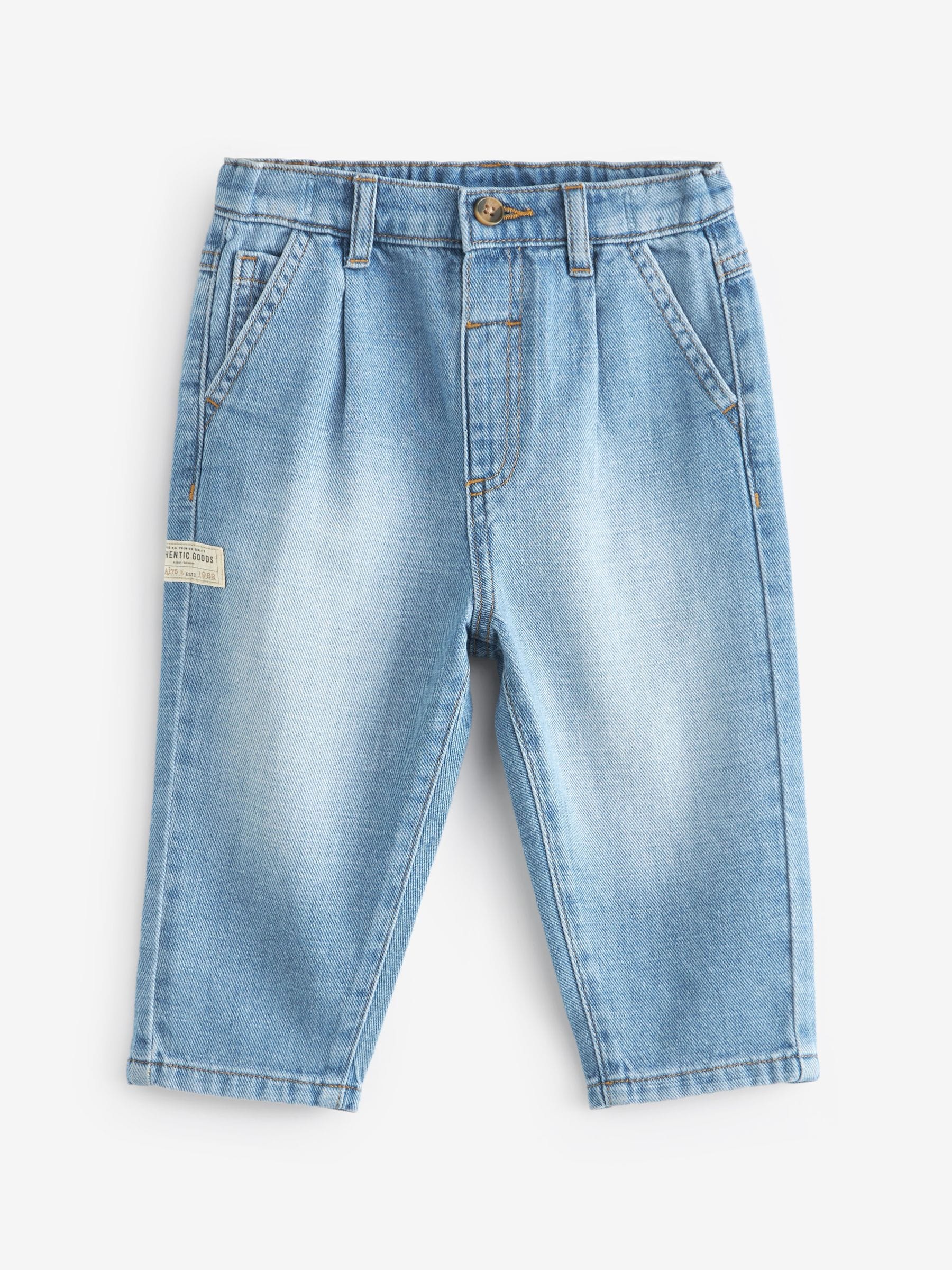 Buy Light Blue Denim 100% Cotton Pleat Front Jeans (3mths