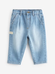Light Blue Denim 100% Cotton Pleat Front Jeans (3mths-7yrs) - Image 5 of 8