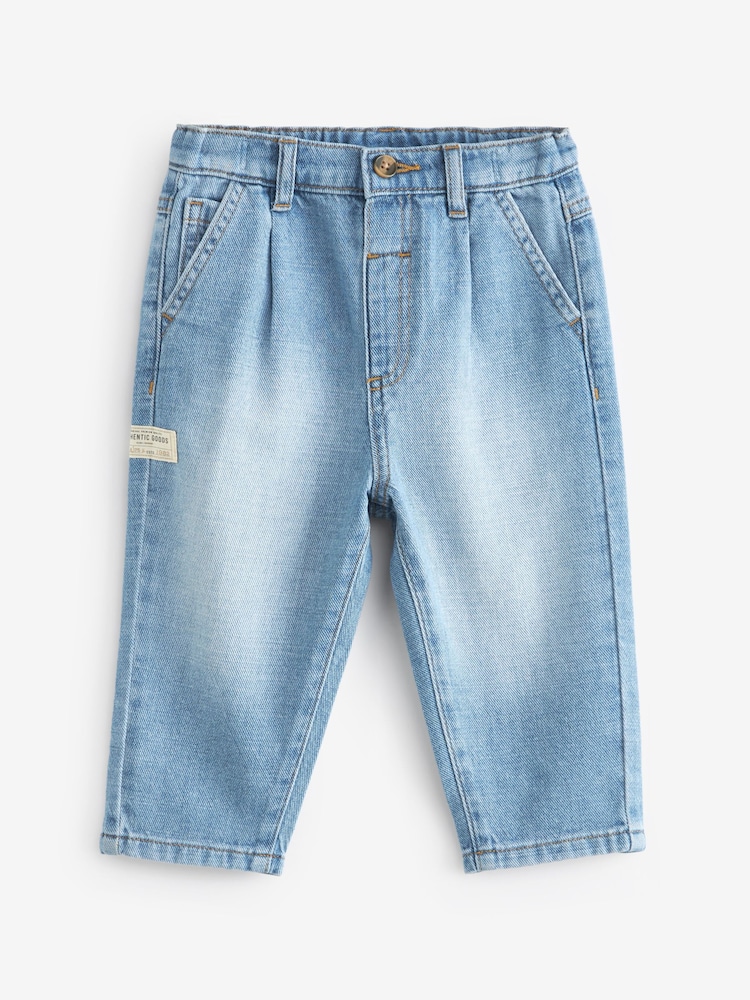 Light Blue Denim 100% Cotton Pleat Front Jeans (3mths-7yrs) - Image 5 of 8