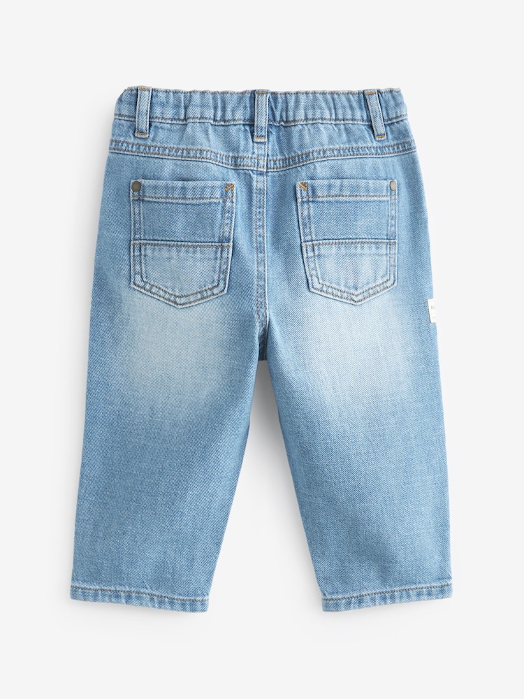 Light Blue Denim 100% Cotton Pleat Front Jeans (3mths-7yrs) - Image 6 of 8