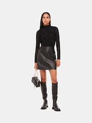 Whistles Squiggle Mesh Black Top - Image 1 of 5