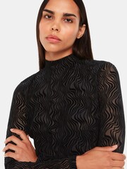 Whistles Squiggle Mesh Black Top - Image 3 of 5