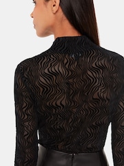 Whistles Squiggle Mesh Black Top - Image 4 of 5