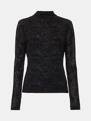 Whistles Squiggle Mesh Black Top - Image 5 of 5
