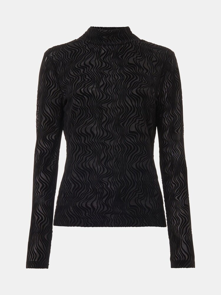 Whistles Squiggle Mesh Black Top - Image 5 of 5