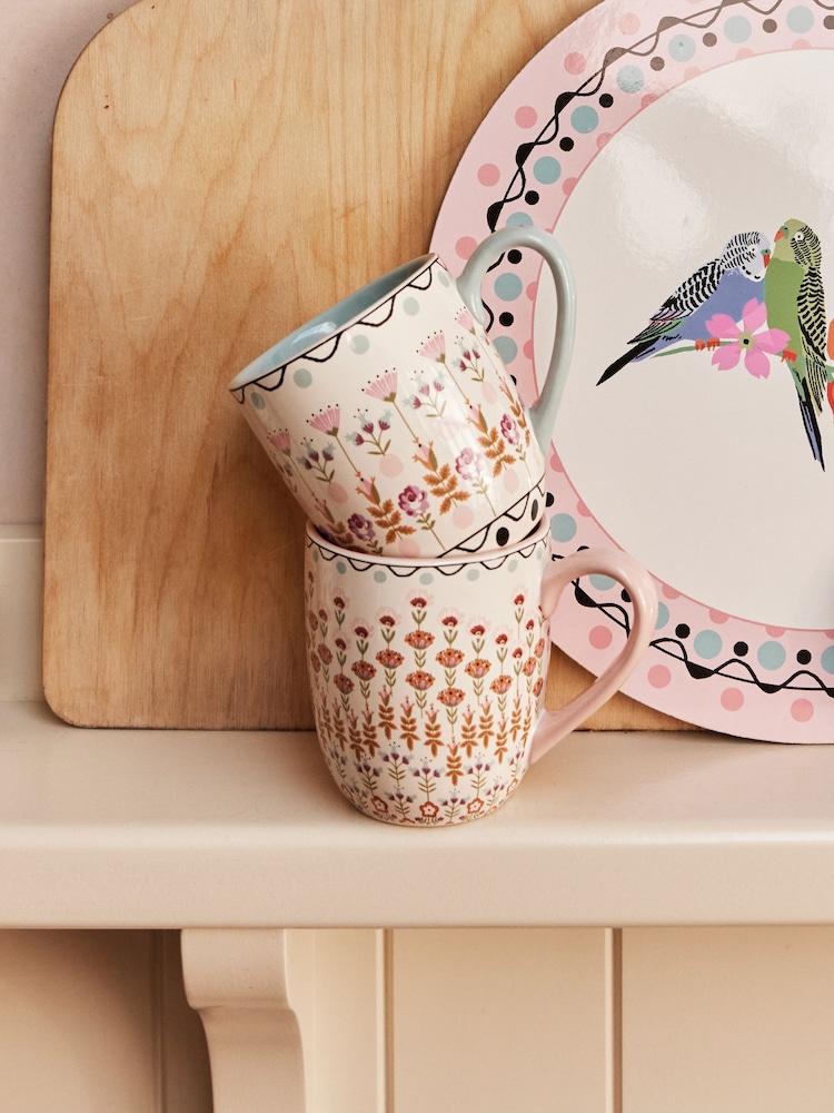 Cath Kidston Set of 4 Pink Breakfast Mugs - Image 4 of 4