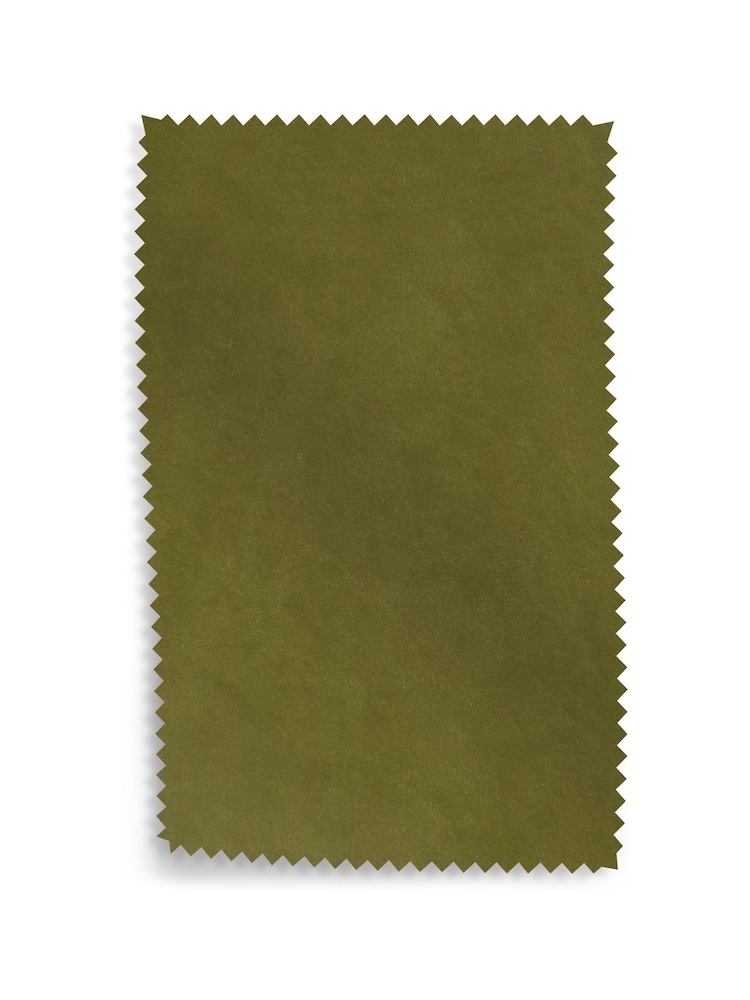 Plush Velvet Easy Clean Mid Olive Green Fabric Swatch - Image 1 of 1