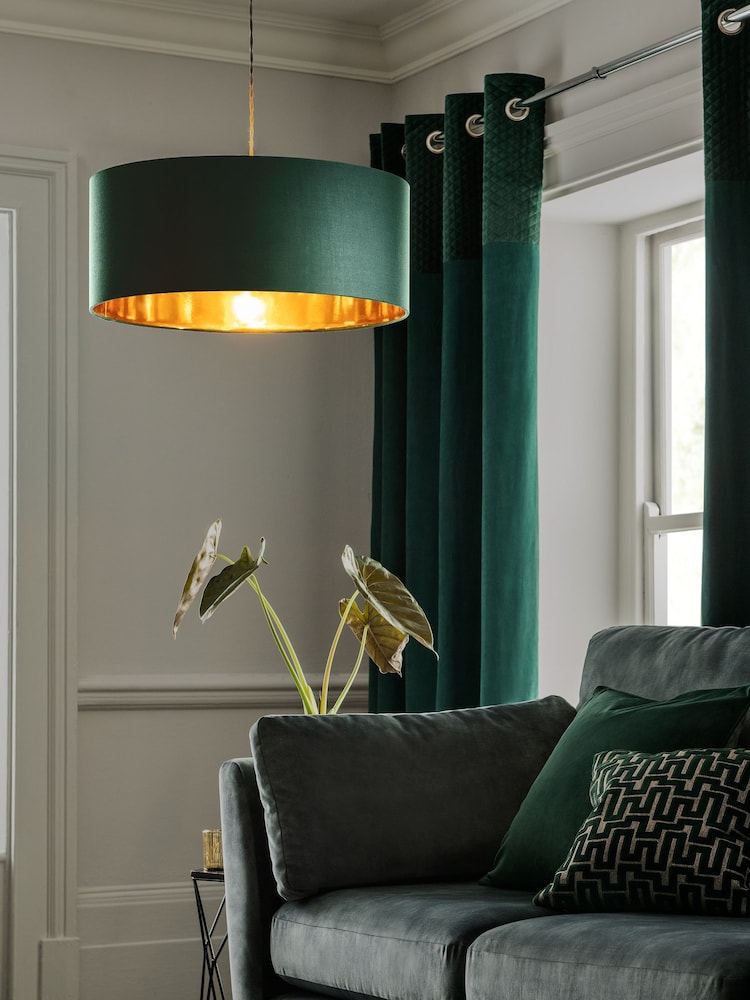 Green Rico Easy Fit Shade Drum Ceiling Light - Image 1 of 6