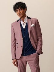 Pink Skinny Fit Check Suit Jacket - Image 1 of 11
