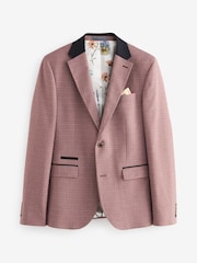 Pink Skinny Fit Check Suit Jacket - Image 7 of 11