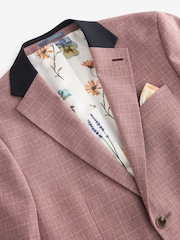 Pink Skinny Fit Check Suit Jacket - Image 8 of 11