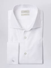 MOSS White Slim 100% Cotton Double Cuff Twill Shirt - Image 4 of 5