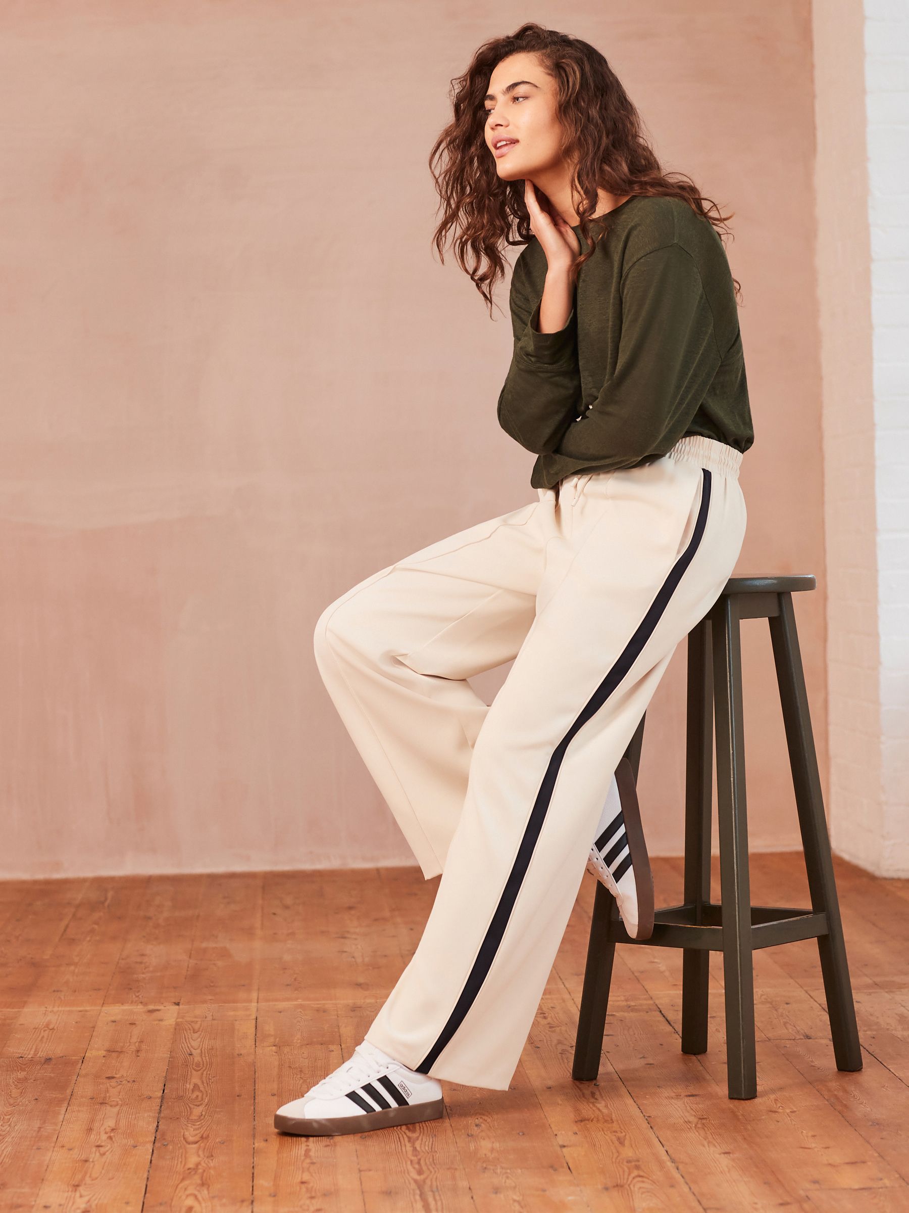 Navy trousers with side stripe cheap