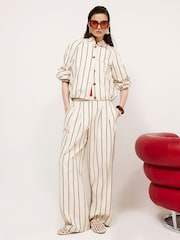 River Island Cream Striped Bomber Jacket - Image 2 of 4