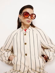 River Island Cream Striped Bomber Jacket - Image 3 of 4