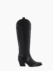Dune London Black Tennessee High Leg Western Boots - Image 3 of 7