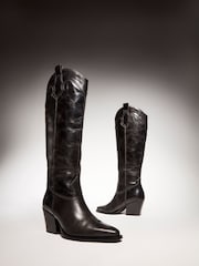 Dune London Black Tennessee High Leg Western Boots - Image 7 of 7