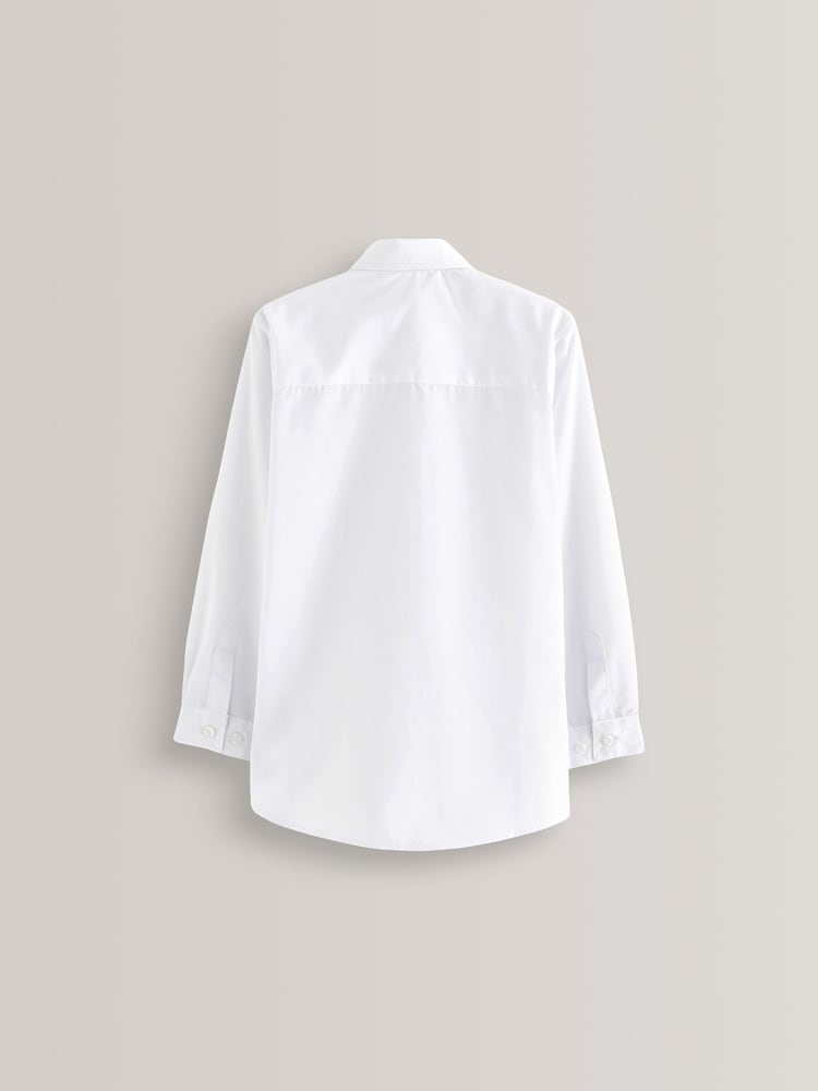 White Regular Fit 5 Pack Long Sleeve Formal School Shirts (3-18yrs) - Image 3 of 7