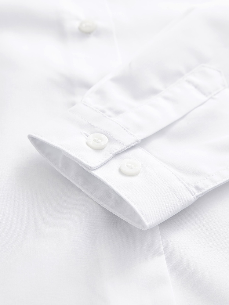 White Regular Fit 5 Pack Long Sleeve Formal School Shirts (3-18yrs) - Image 6 of 7