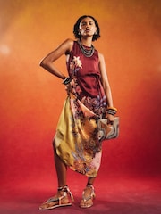 River Island Brown Terry De Havilland Oriental Maxi Dress - Image 1 of 4