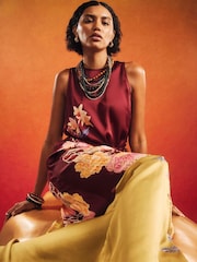 River Island Brown Terry De Havilland Oriental Maxi Dress - Image 3 of 4