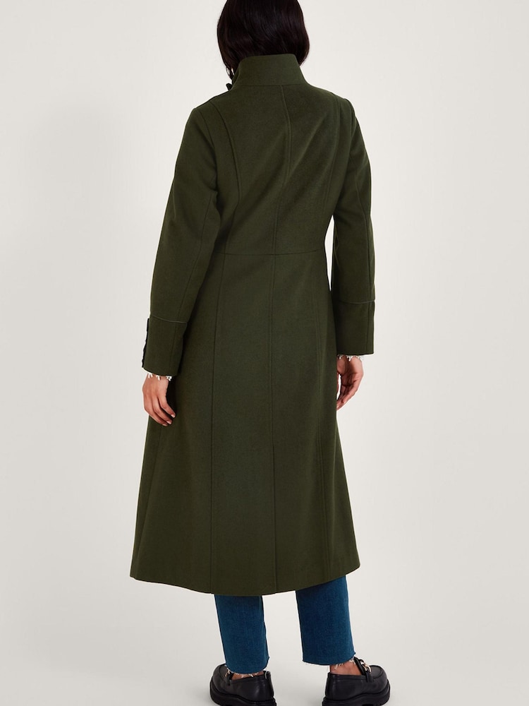 Monsoon Green Mya Military Coat - Image 2 of 4