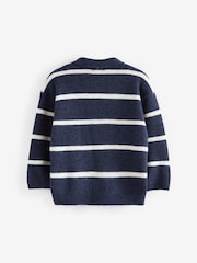 Navy Blue Long Sleeve Stripe Polo Shirt (3mths-7yrs) - Image 4 of 5