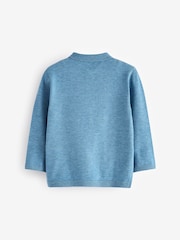 Blue Long Sleeve Cable Polo Shirt (3mths-7yrs) - Image 7 of 8