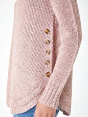 Roman Pink Button Detail Curved Hem Jumper - Image 6 of 6