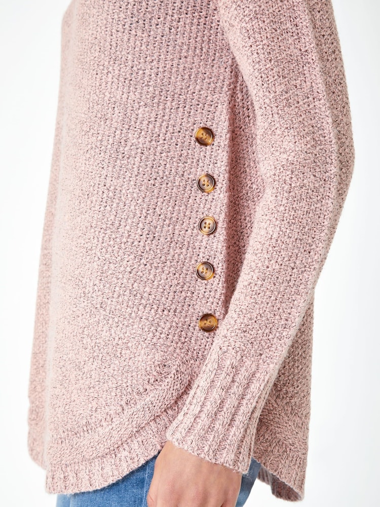 Roman Pink Button Detail Curved Hem Jumper - Image 6 of 6