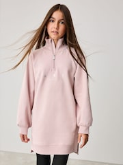 Baker by Ted Baker Pink 100% Cotton Zip Neck Sweat Dress - Image 1 of 13