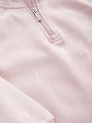 Baker by Ted Baker Pink 100% Cotton Zip Neck Sweat Dress - Image 12 of 13