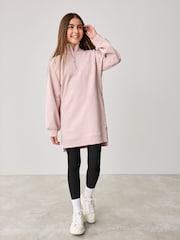 Baker by Ted Baker Pink 100% Cotton Zip Neck Sweat Dress - Image 3 of 13