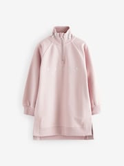 Baker by Ted Baker Pink 100% Cotton Zip Neck Sweat Dress - Image 9 of 13