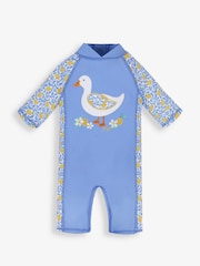 JoJo Maman Bébé Blue Lemon UPF 50 1-Piece Sun Protection Suit - Image 3 of 5