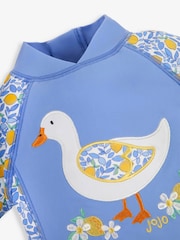 JoJo Maman Bébé Blue Lemon UPF 50 1-Piece Sun Protection Suit - Image 4 of 5