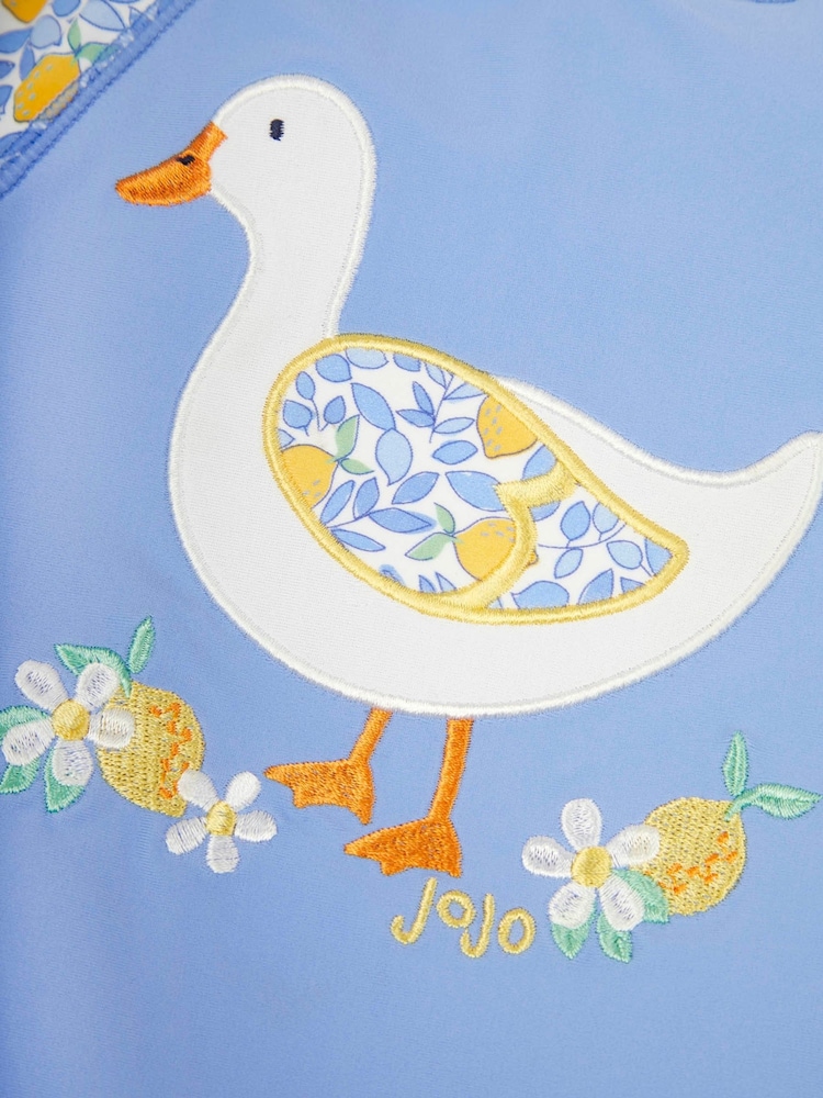 JoJo Maman Bébé Blue Lemon UPF 50 1-Piece Sun Protection Suit - Image 5 of 5
