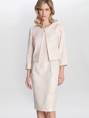 Gina Bacconi Pink Lily Jacquard Shift Dress And Bolero - Image 1 of 6
