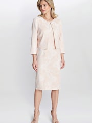 Gina Bacconi Pink Lily Jacquard Shift Dress And Bolero - Image 2 of 6