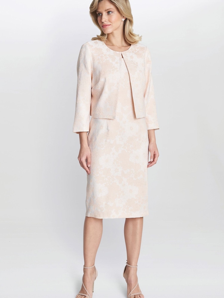 Gina Bacconi Pink Lily Jacquard Shift Dress And Bolero - Image 2 of 6